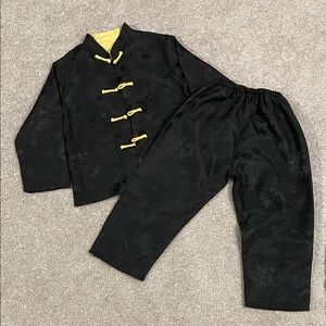 Black Traditional Outfit with Yellow Accents